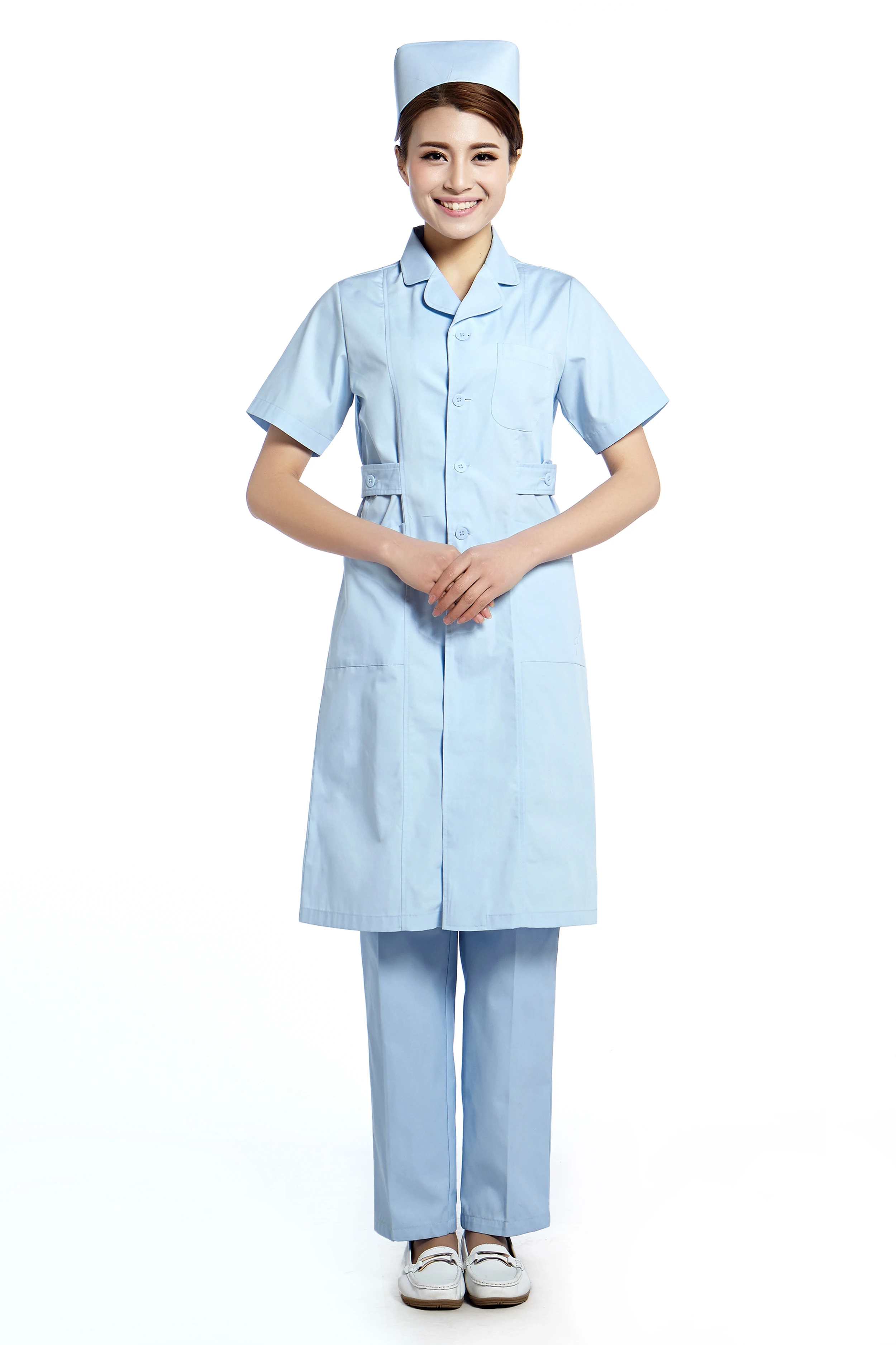 Синий короткий рукав платье медсестры Больничная форма костюм аптека униформа