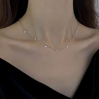 simple thin round silver color clavicle chain necklace pendant choker for women copper high quality jewelry 2021 girls gifts