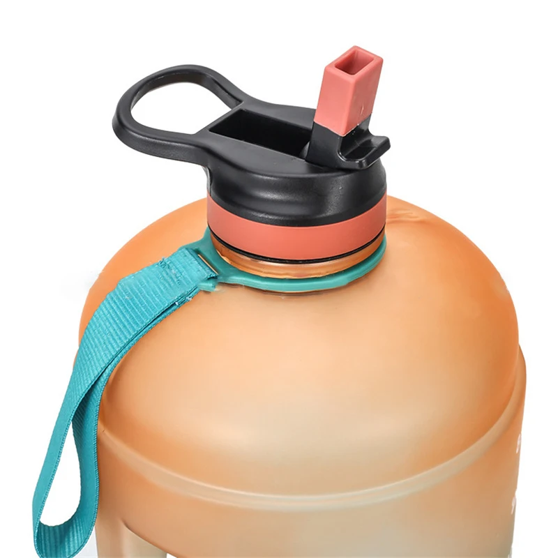 

128Oz Plastic Sport Water Bottle Large-Capacity Colorful Water Bottle with Scale Gallon Water Bottle with Straw Clear Fitness