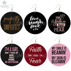 SOMESOOR вдохновляющие высказки меланина, деревянные висячие серьги с принтом, Вера за страх, живой смех, любовь, идеальные черные деревянные висячие украшения