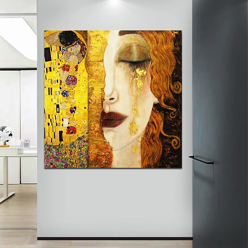 Золотые слезы And Kiss By Gustav Klimt картины маслом современное полотно настенное