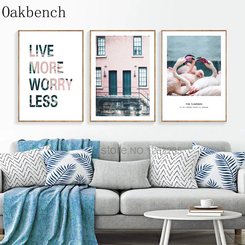 Розовая британская архитектура Настенная картина на холсте Цветы постеры в