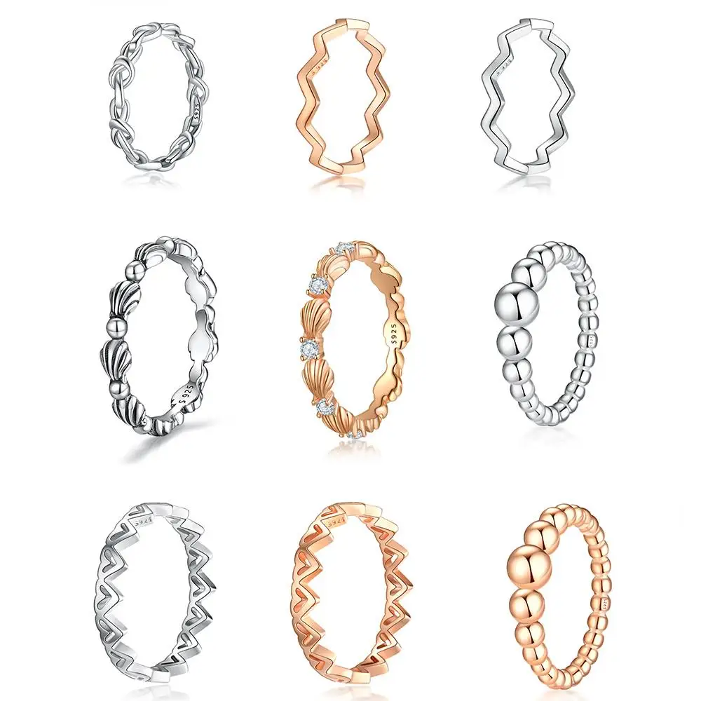 

Silver Color Ring Charms Diy Chain Rose Gold Heart Round Finger Ring For Women Party Jewelry