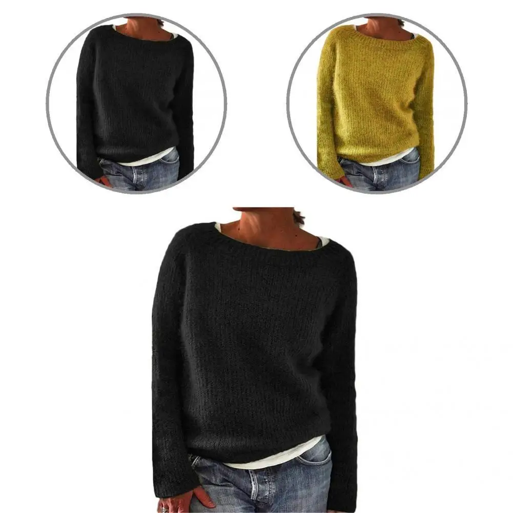 

Мягкий женский Зимний вязаный свитер с длинными рукавами, повседневный женский свитер, высокая эластичность для отдыха