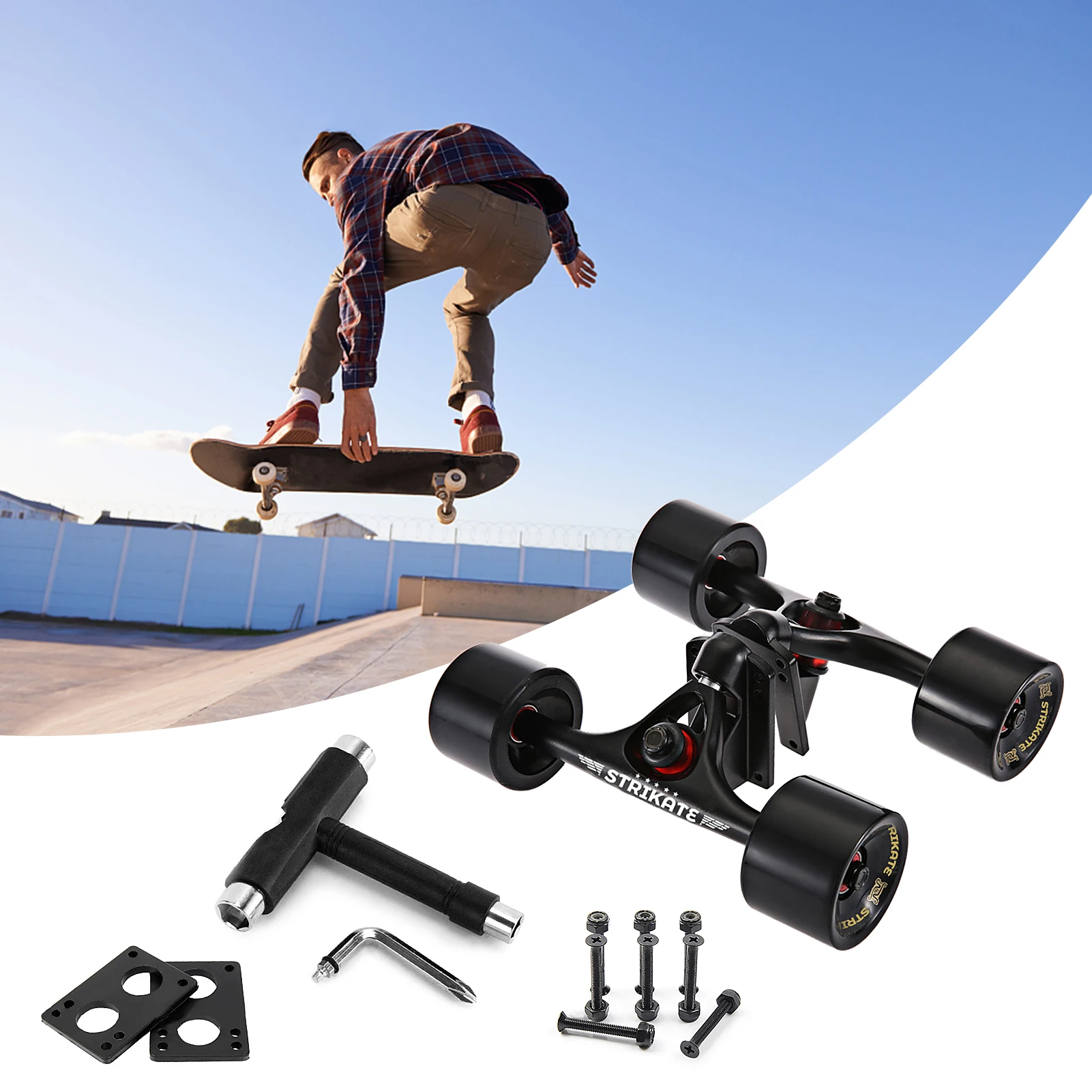 

7-дюймовые скейтборды с колесами, Т-образный ключ, Лонгборд, колеса, колодки, скейтборд, мост, набор оборудования