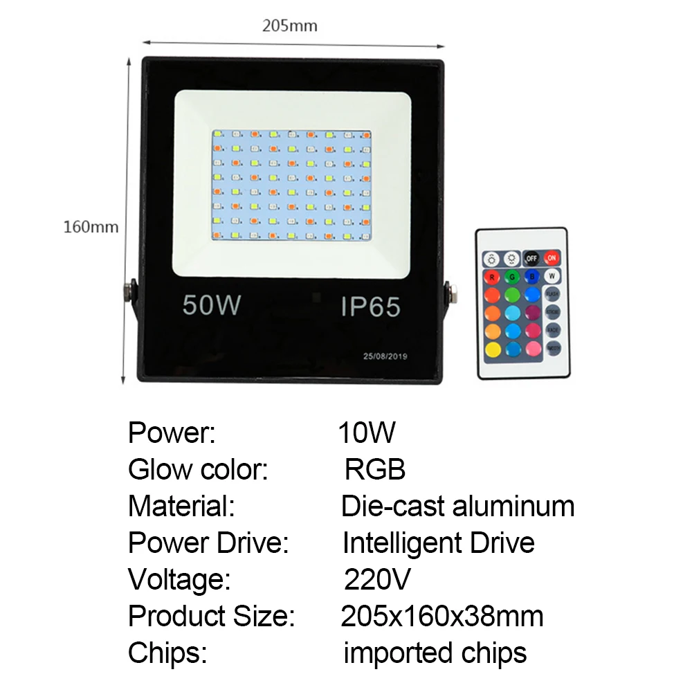 Светодиодный прожектор RGB 10 Вт 30 50 Точечный светильник садовый безопасности