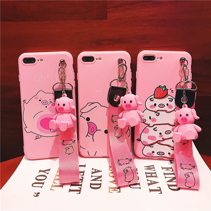 Милый кронштейн hello kitty Cat+ ремешок чехол для iPhone 7 Чехол Xs Max 6 8 Plus X Xr мультфильм розовый Kitty Мягкие ТПУ чехлы для телефонов
