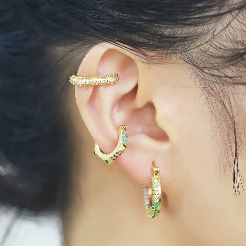 

Colorful Zircon Earrings C-shaped Earrings Trendy Stacking All-match Earrings Hoop Earrings for women Female Accessories Brincos