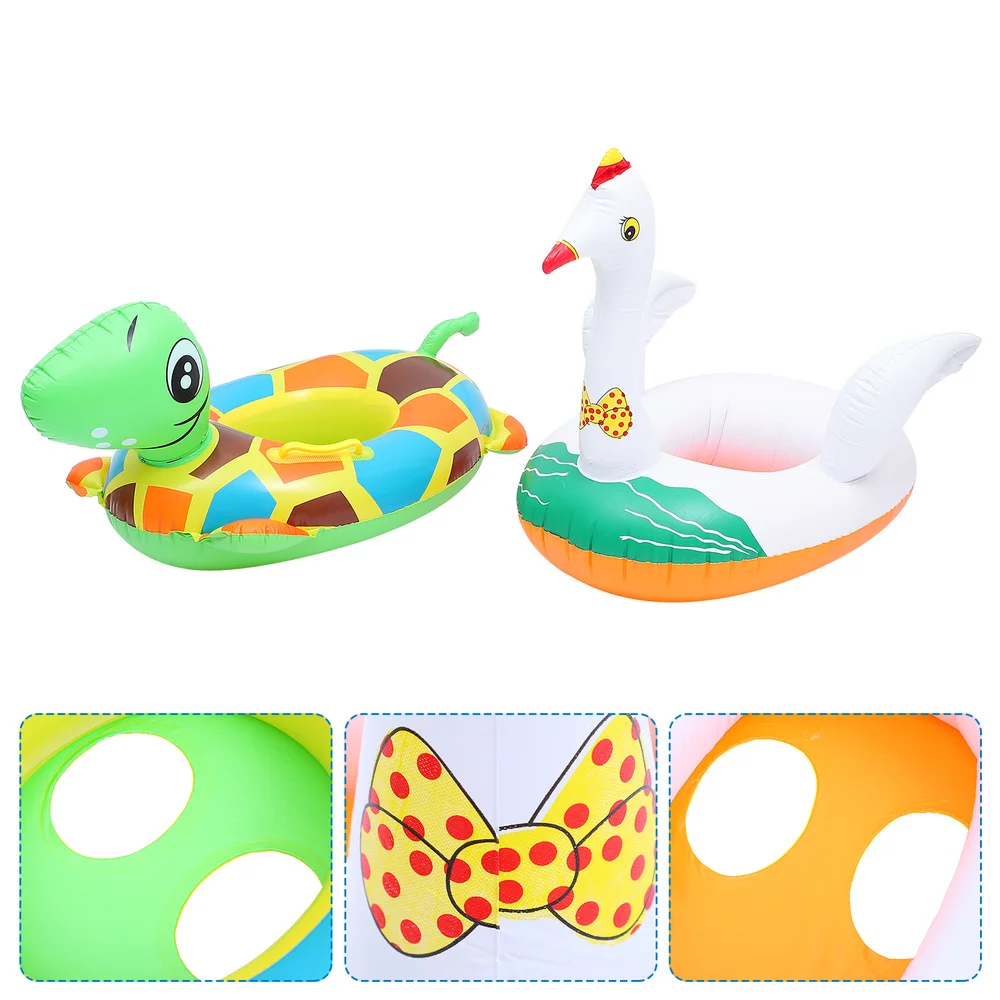 

2pcs Baby Seat Swim Ring Animal Design Children's Swim Ring Fun Pool Toys