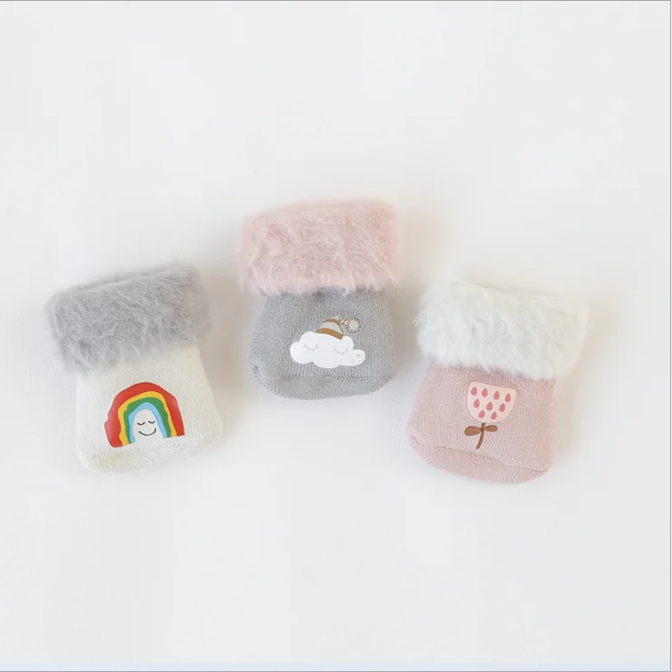 

Elinfant 3Pcs/Lot New Arrivals Autumn&winter Style Plus Velvet Thickened Baby Socks Cartoon High Tube Baby Socks 0-5 Years Old