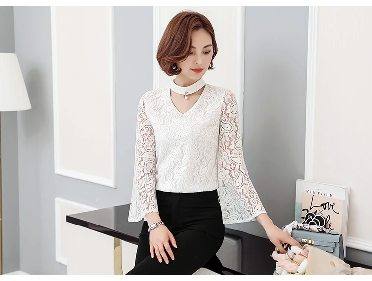 2018 модные женские топы кружевная блузка женская рубашка Сверкающее с рукавами
