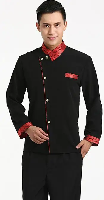 red Men long Дизайн,, рабочая одежда для кухни, официанта, официантки, Униформа, желтый, красный, розовый, красный, униформа официанта - Цвет: red Men long