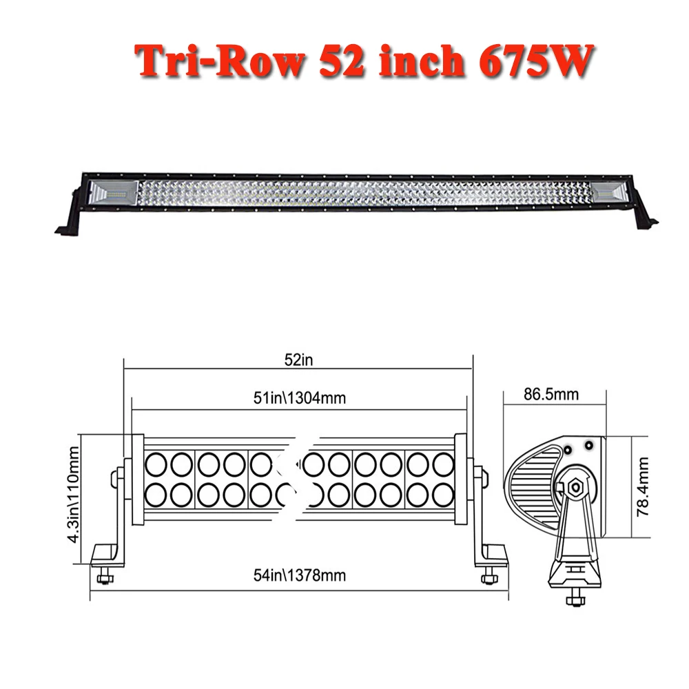 SKYWORLD 2" 32" 4" 52" дюймов прямой внедорожный светодиодный фонарь 7D трехрядная противотуманная фара для 4x4 4WD грузовик автомобиль ATV Трактор 12 В 24 В