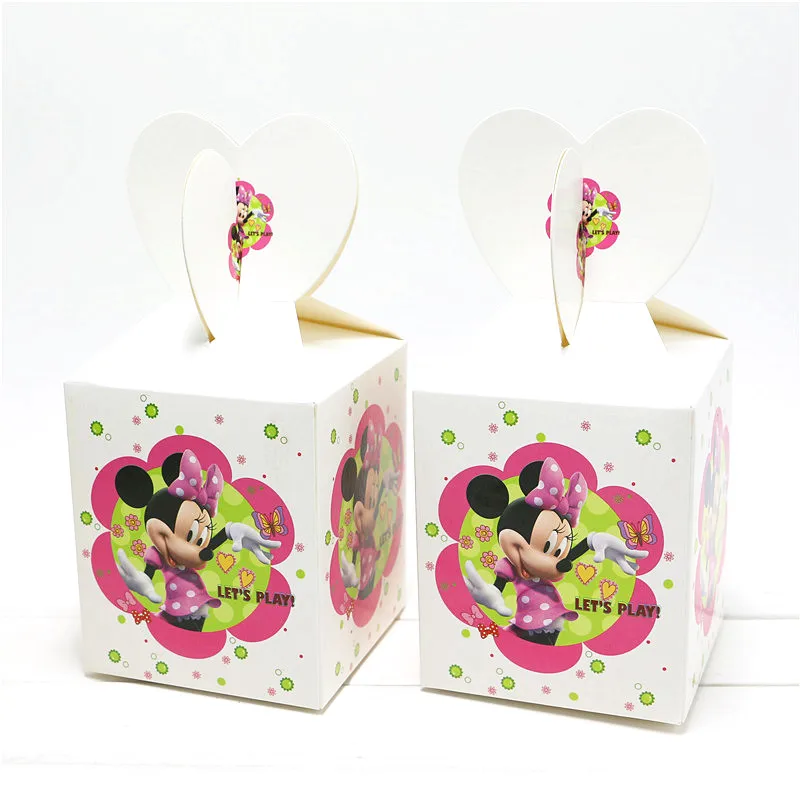 Birthday Decorations Candy Box For Boy And Girl Kids Favor Boxes Disney Cartoon Minnie Mouse Party Supplies
