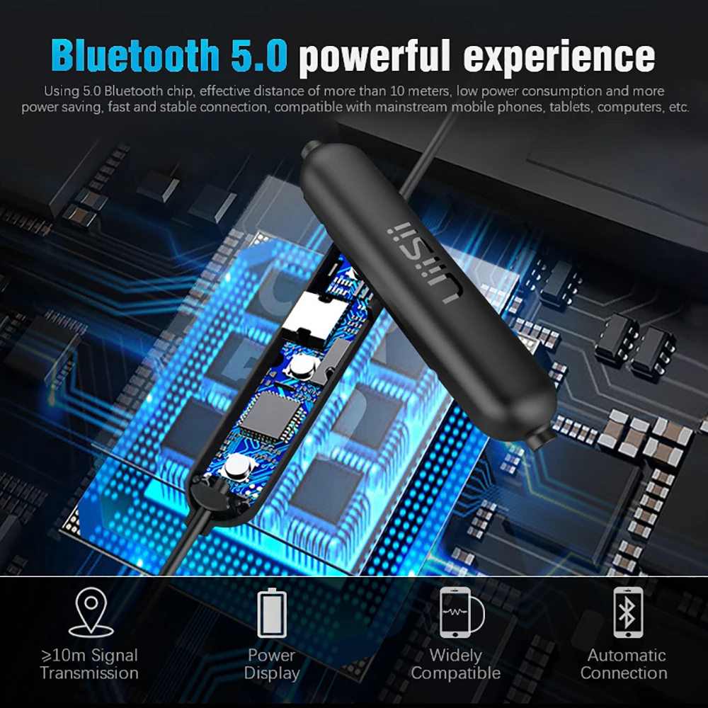 Uiisii B6 беспроводные bluetooth наушники спортивные BT5.0 IPX4 водонепроницаемые наушники-вкладыши iOS и Android Игровые музыкальные наушники