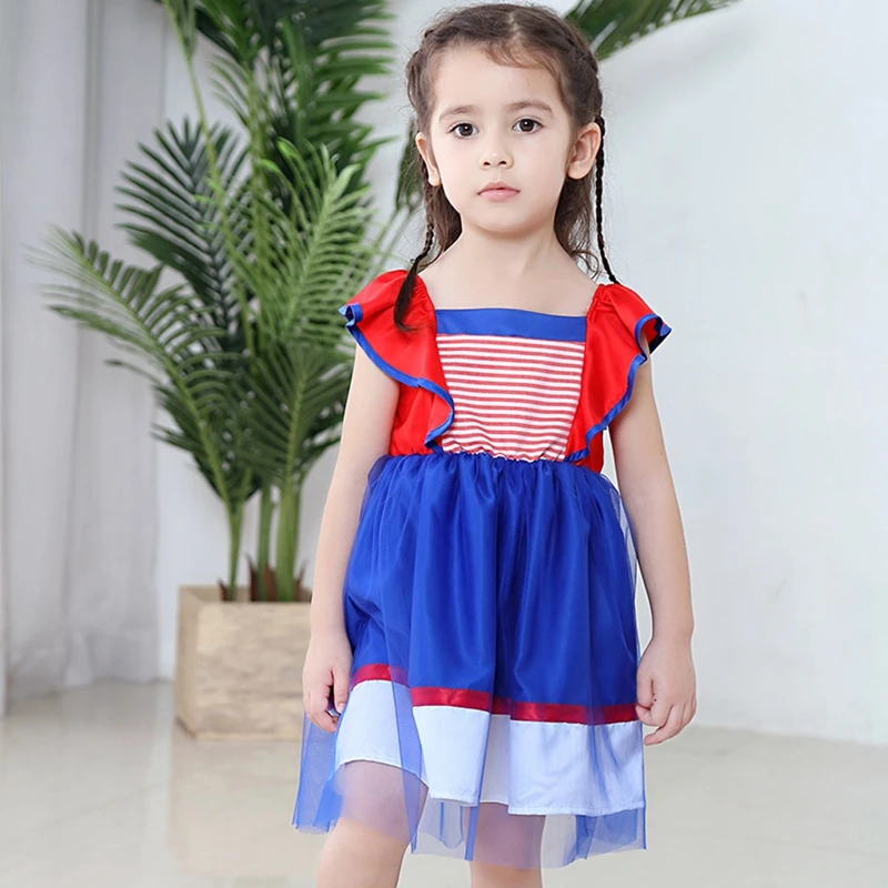 

Kids Girls Halloween Princess Dress 2019 Popular Design For 2-8Y Children Formal Striped Mesh Dresses Christmas Clothes Costume