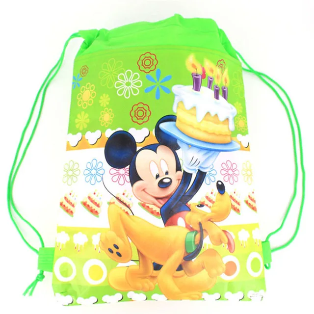 Bag4 Новинка 1 шт./партия, нетканые ткани для постельного белья с рисунком Микки Мауса, рюкзак на шнурке, вечерние сумки в подарок 34 см x 27 см - Цвет: Bag4