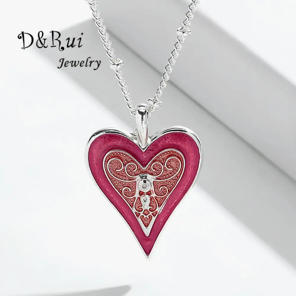 

Ladies Red Enamel Heart Pendants Necklaces for Women Fashion Alloy Love Chain Choker Necklace Jewelry Pendant Link Charm Lover