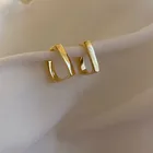 Серьги-кольца женские металлические, квадратной формы, золотого цвета, 2021