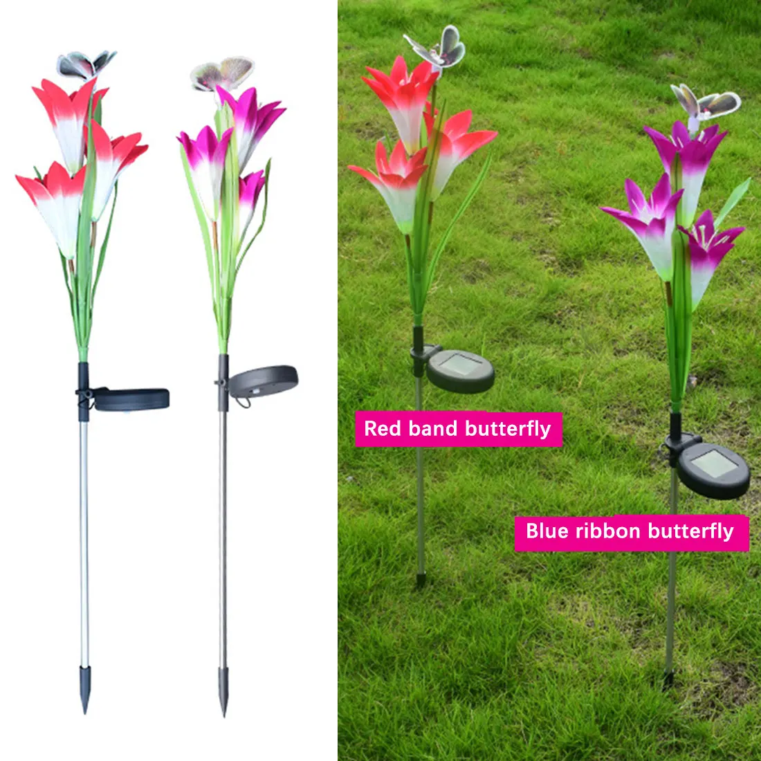 Солнечный светильник цветок лилии лампы мульти Цвет открытый Водонепроницаемый