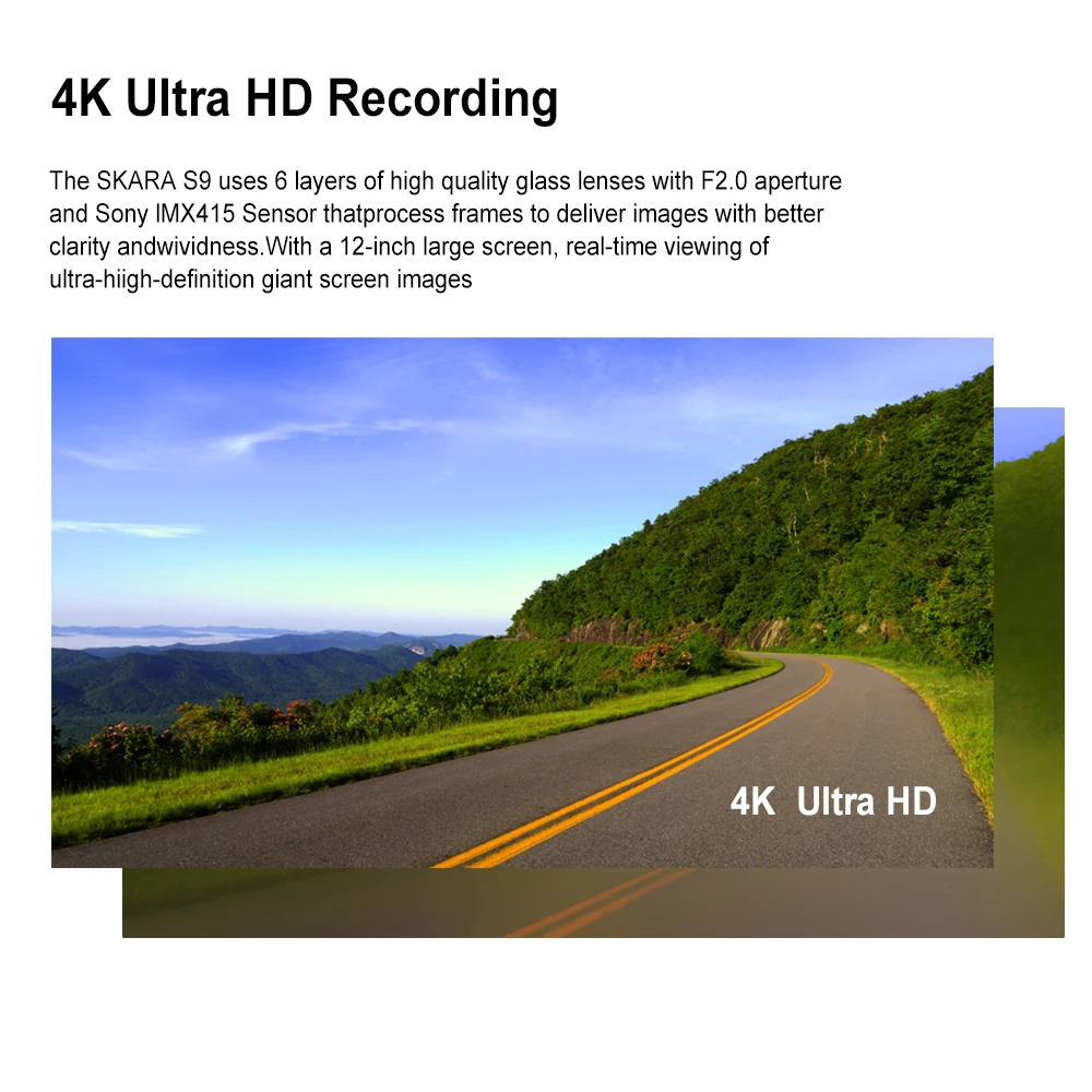 Видеорегистратор SKARA 4K Автомобильный видеорегистратор Sony IMX 415 12-дюймовый