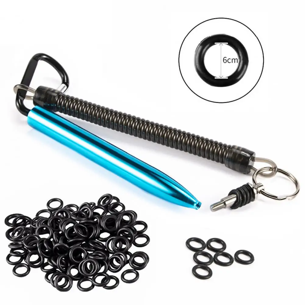 

Worm Rig Tool Anti-lost Wear-resistant Aluminium Alloy Wacky Worm Rig Tool with 100 O-Rings for Soft Baits Lures Fishing