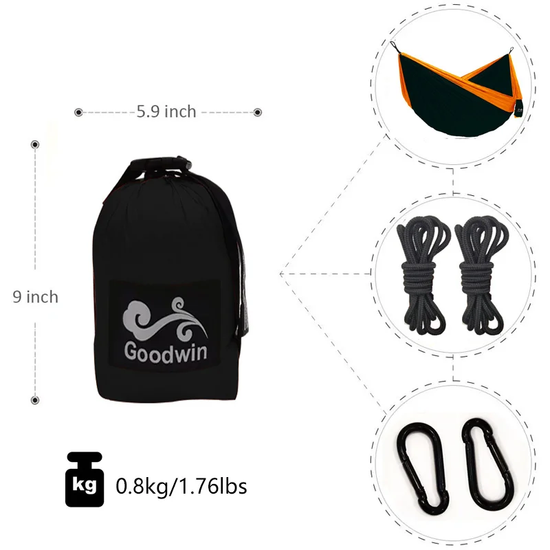 

Double Camping Hammock - Lightweight Nylon Portable Hammock, Best Parachute Double Hammock for Backpacking,Camping,Beach& Yard