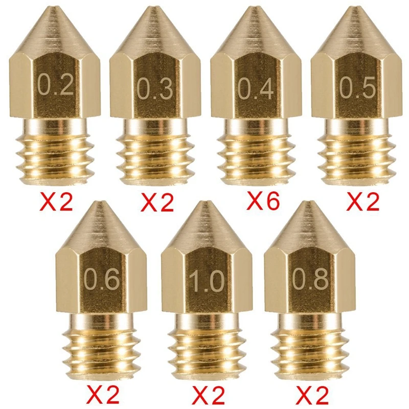18 шт 3D принтеры насадки M6 экструдер латунная насадка печатающая головка (2x0 2 мм +