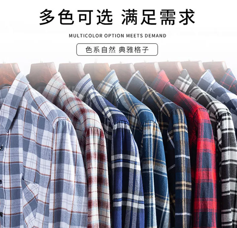 High-grade men's classic British style casual plaid shirt Breathable Comfortable Crease proof Colorfast Anti-Pilling Plus-size | Мужская