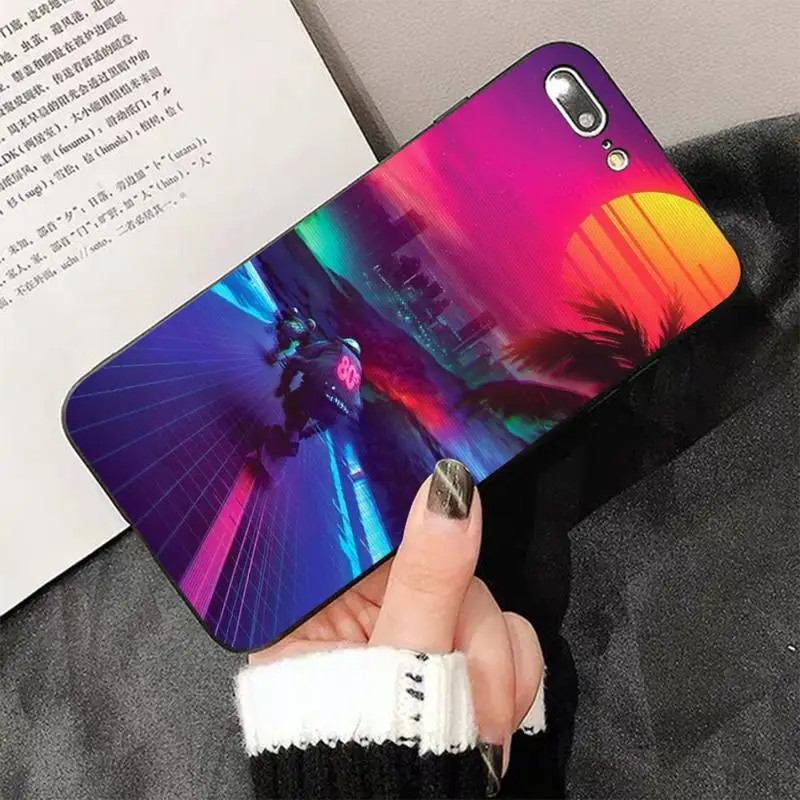 Винтажный мягкий чехол Synthwave в стиле ретро 80-х для телефона iphone 13 8 7 6 6s Plus X 5 5S SE 2020 XR