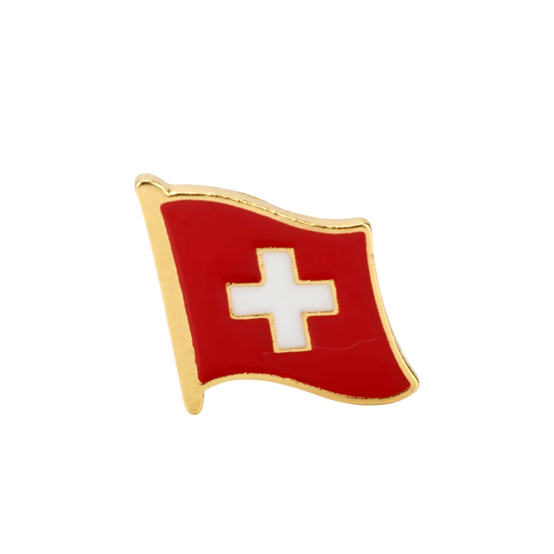 Значок с флагом брошь золотым покрытием эмалированный перекрестный дизайн