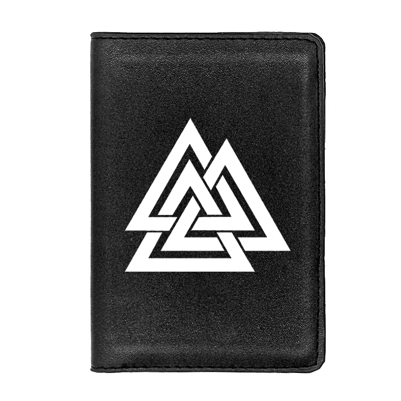 

High Quality Mysterious Viking Triangle Printing Passport Cover Holder ID Credit Card Case Travel Leather Wallet
