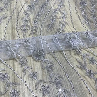 african high quality sequence wedding tulle sequin floral mesh flower embroidered lace fabric dress sewing trimmings by the yard