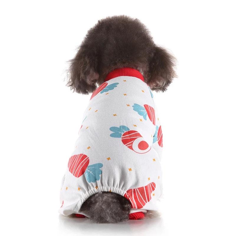 Cute Orange Pet 4 Legged Pajamas Casual Homewear Cotton Outfit Puppy All Seasons Apparel Jumpsuit For Dog Clothes | Дом и сад