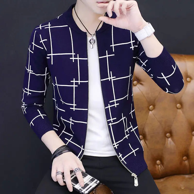 

2023 Fashion Mens Cardigan Jackets Coats Streetwear Trend Windbreaker Autumn Overcoat Casual Sweater Jacket Men Clothing D112