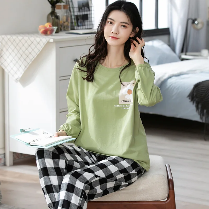 

for women pure cotton women nightgowns home service two-piece suit women sleepwear 2021 spring and autumnpajamas set pajamas