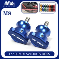 2 pcs with logo 8mm aluminum swingarm spool slider stand screws motorcycle accessories for suzuki sv1000 sv1000s sv 1000 1000s