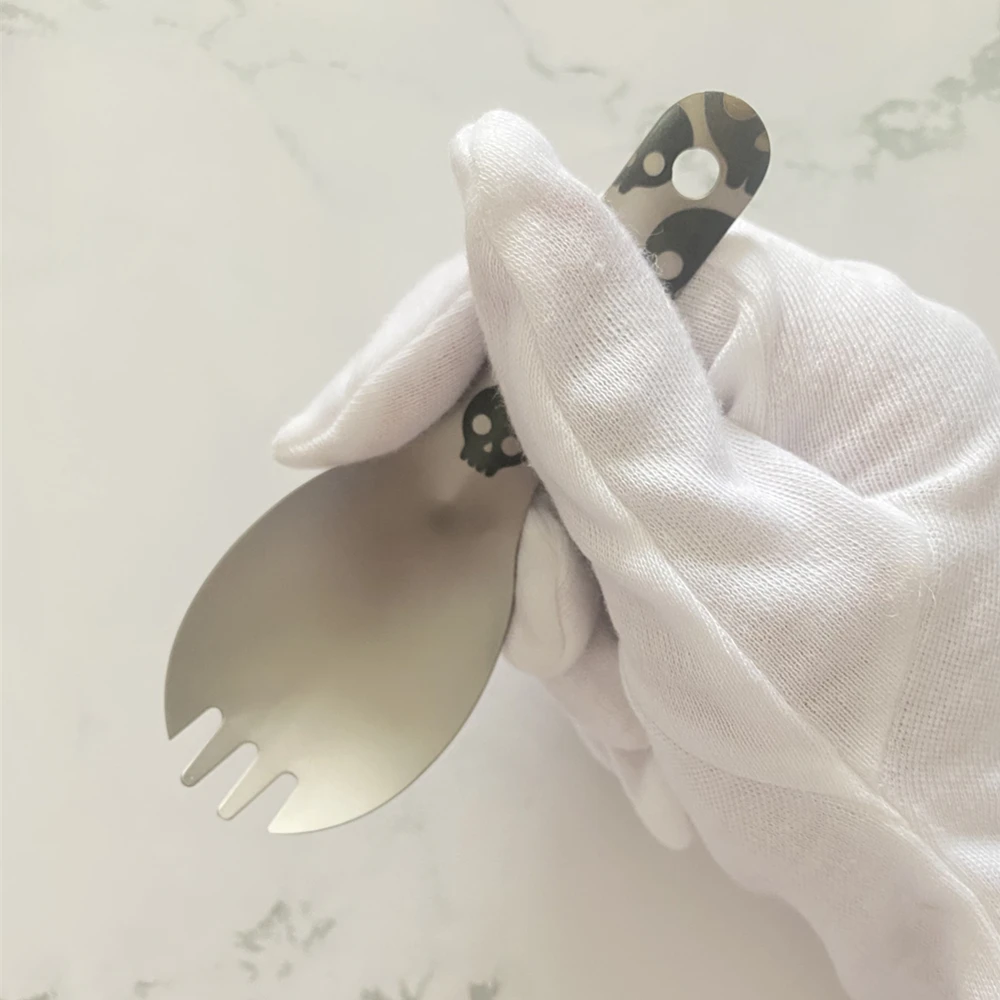 Персонализированная лазерная гравировка черепа портативная маленькая ложка из