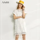 Amii минималистичное французское свежее темпераментное платье 2020 весна тяжелая промышленная Вышивка прозрачное рисовое сказочное платье 11920130
