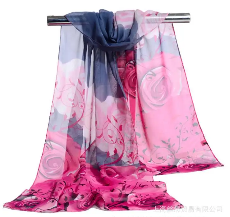 

Spring and summer thin section soft chiffon gradient long section wild scarf small shawl autumn and winter women's silk scarf ga