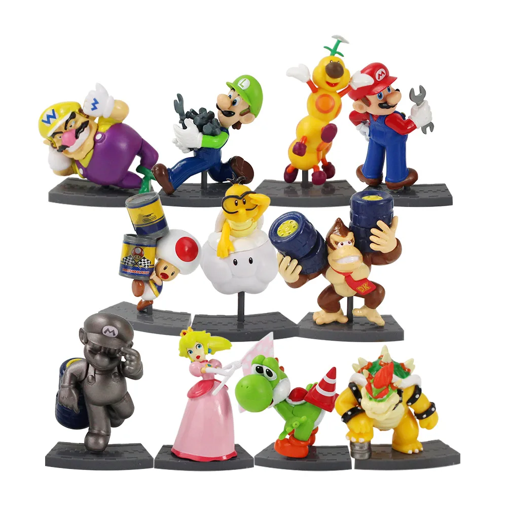 11pcs opp bag 11 шт./лот 8 см Super Mario Bros персиковая жаба Марио Луиджи Йоши Ослик Конг Боузер ПВХ фигурка куклы игрушки - Цвет: 11pcs opp bag