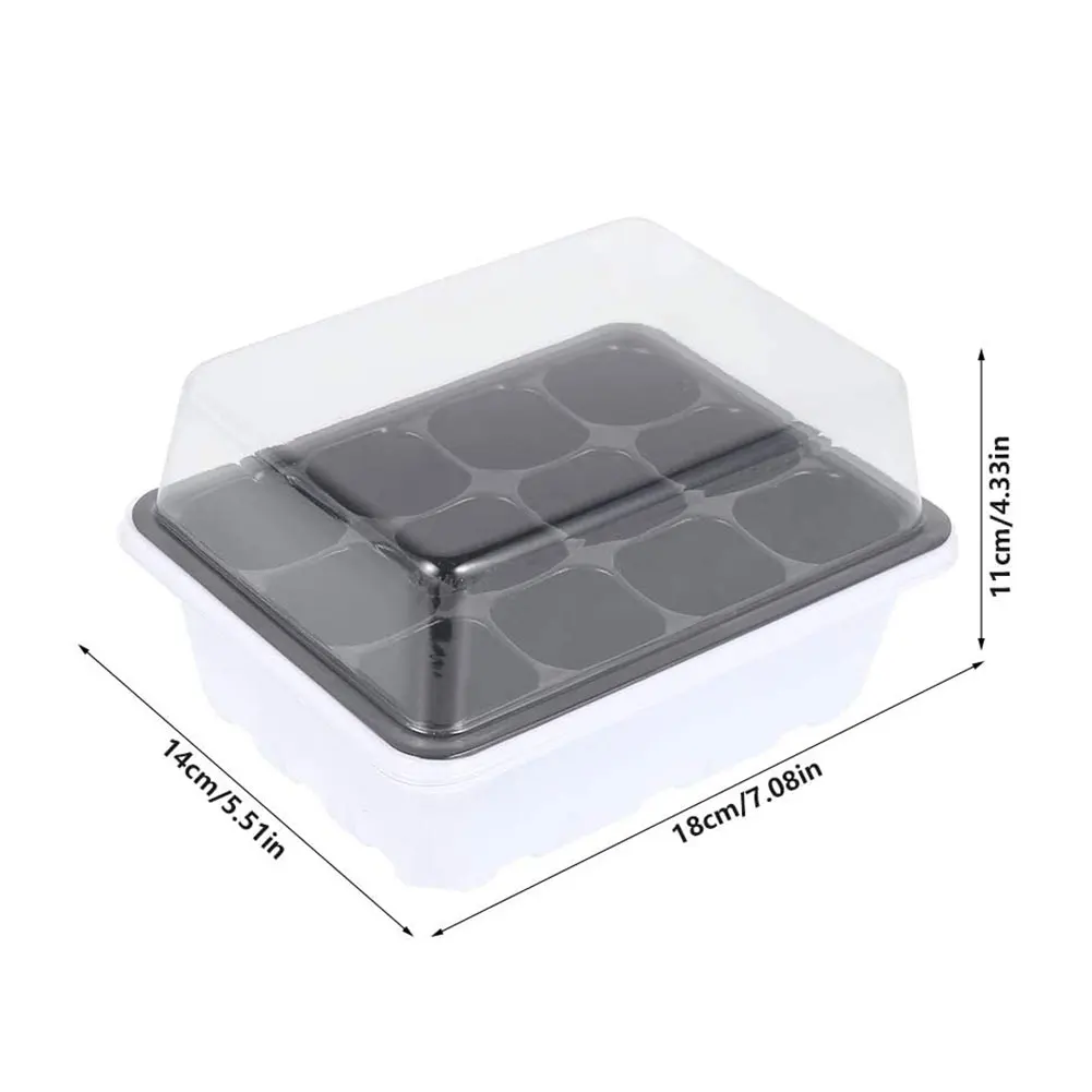 

Seedling Tray with Lid Plug Plant Seed Tray Greenhouse Propagation Set 12Cells for Germination Greenhouse Gardens 3PCS
