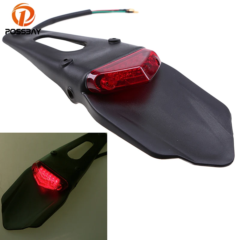 

POSSBAY 12V Off-road Motorcycle Rear Fender Taillight LED Brake Stop Tail Light for Kawasaki Honda Suzuki Harley Dirt Bike