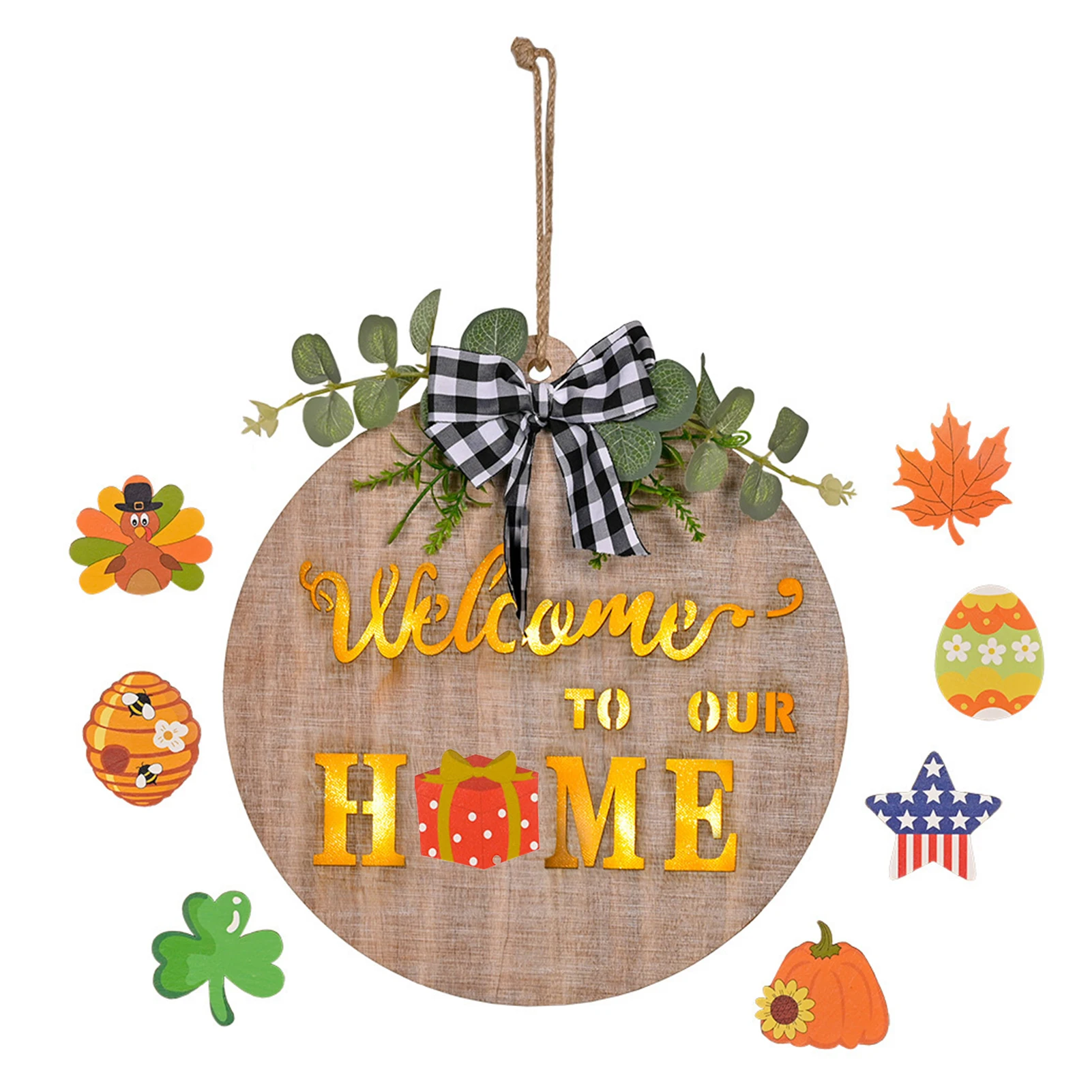 

Welcome Door Sign Interchangeable Round Door Hanging For Decor Front Door Decor For Home Party Decoration Home Sign Impart