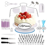 with numbered 128 piece cake turntable set cake decorating mouth non slip turntable spatula kit