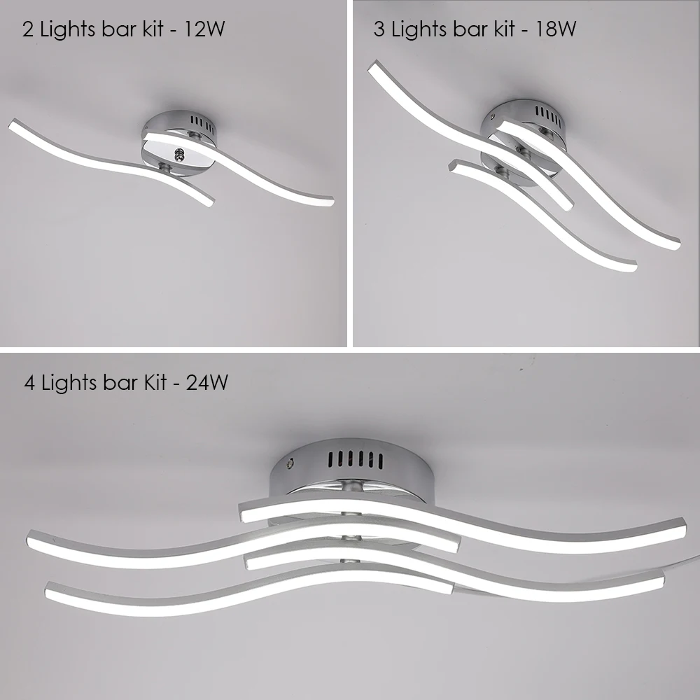 Luces de techo LED modernas, lámpara de techo de diseño curvado elegante, 220V, 18W/24W, 4000K, para pasillo, sala de estar, iluminación de dormitorios