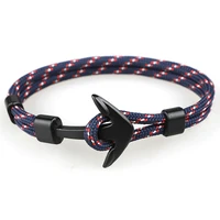 fashion black anchor bracelets men charm 550 survival rope chain paracord bracelet male wrap metal sport hooks