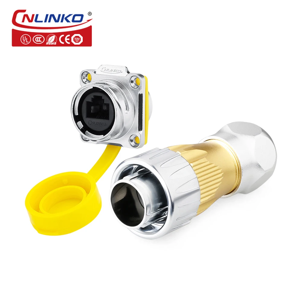 

Hot Sale M24 Cnlinko Metal Waterproof IP67 RJ45 Connector 8P8C Port Male Plug and Female Socket LED Display Signal Connector