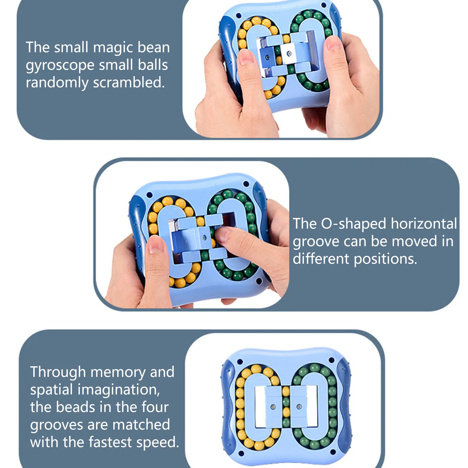 

3PC Anti-Stress Rotating Magic Bean Cube Fingertip Fidget Adults Kids Stress Relief Toy Funny Educational Breakthrough Game