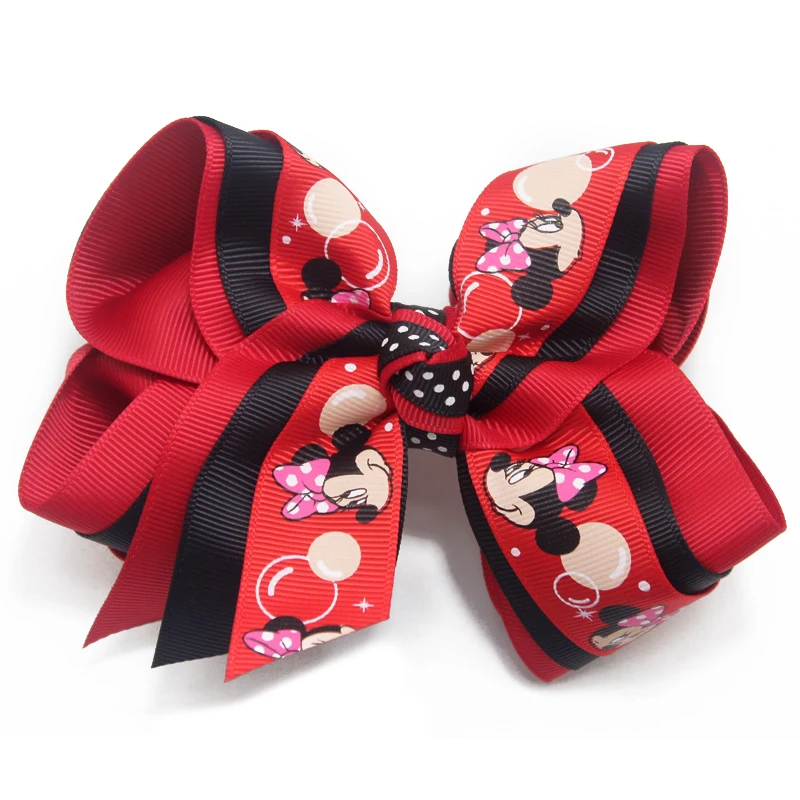 Brand new 5 inch Minnie Mouse Cartoon Ribbon Hairpins Girls Hair Clips Handmade Bows Accessories | Детская одежда и обувь